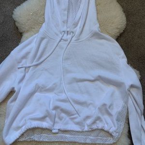 White cropped sweatshirt with mesh back